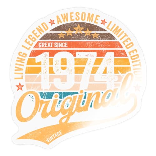 Spreadshirt Original Seit 1974 50. Geburtstag Geschenk Geschenkidee Sticker, 10 x 10 cm, Transparent glänzend von Spreadshirt