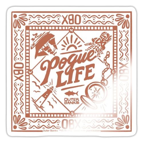 Spreadshirt Outer Banks Bandana-Design OBX Pogue Life Sticker, max. 10 x 10 cm, 10 x 10 cm, Weiß glänzend von Spreadshirt