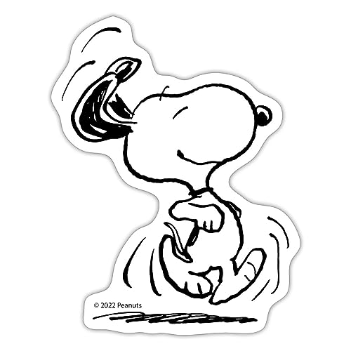 Spreadshirt Peanuts Snoopy Freut Sich Sticker, max. 10 x 10 cm, 10 x 10 cm, Mattweiß von Spreadshirt