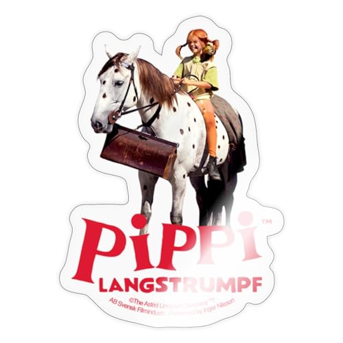 Spreadshirt Pippi Langstrumpf Reitet Auf Kleiner Onkel Sticker, 10 x 10 cm, Transparent glänzend von Spreadshirt