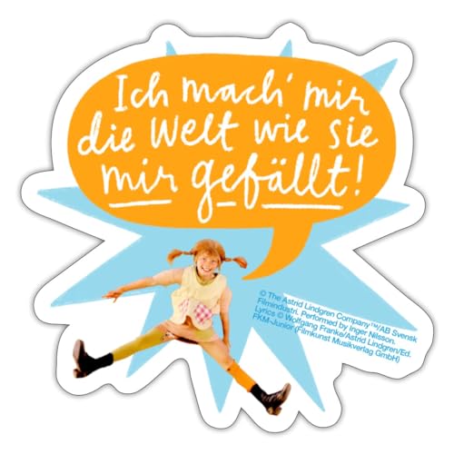 Spreadshirt Pippi Langstrumpf Springende Pippi Mit Sprechblase Sticker, max. 10 x 10 cm, 10 x 10 cm, Mattweiß von Spreadshirt