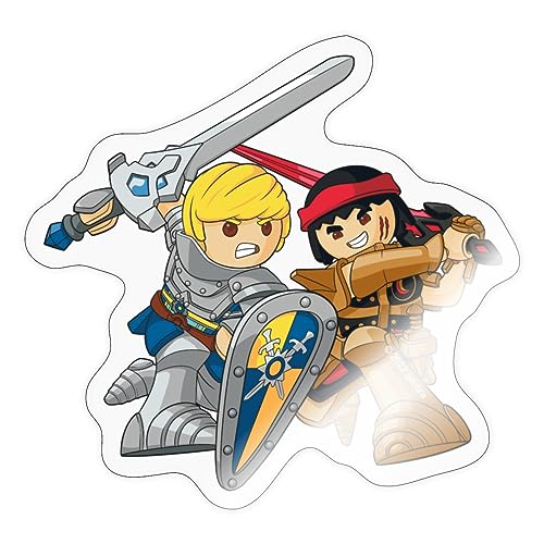 Spreadshirt Playmobil Novelmore Prinz Arwynn Und Brody Sticker, max. 10 x 10 cm, 10 x 10 cm, Transparent glänzend von Spreadshirt