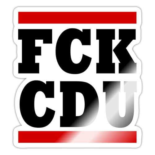 Spreadshirt Politik Statement FCK CDU Anti-CDU Sticker, max. 10 x 10 cm, 10 x 10 cm, Weiß glänzend von Spreadshirt