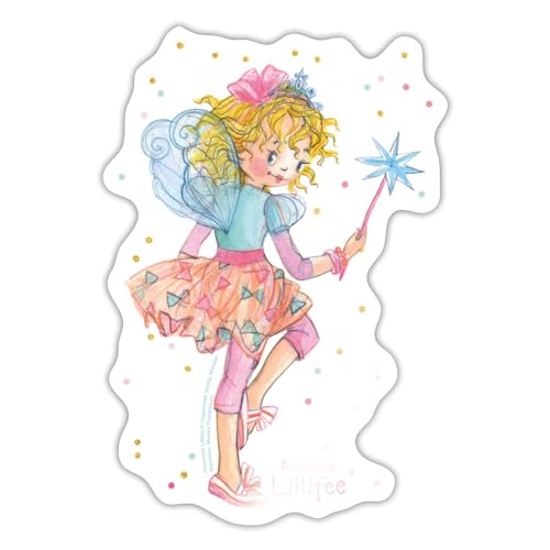 Spreadshirt Prinzessin Lillifee Pose Mit Konfetti Sticker, max. 10 x 10 cm, 10 x 10 cm, Weiß glänzend von Spreadshirt