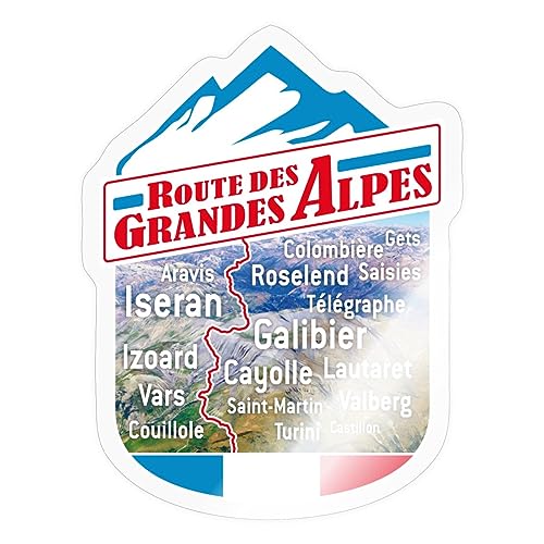 Spreadshirt Route Des Grandes Alpes Souvenir Sticker, max. 10 x 10 cm, 10 x 10 cm, Transparent glänzend von Spreadshirt