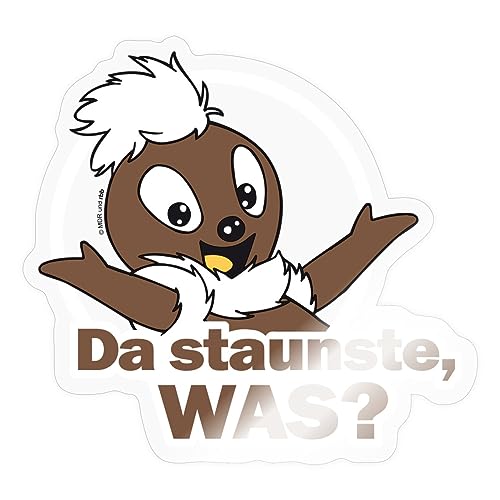 Spreadshirt Sandmännchen Pitti Da Staunste Was Sticker, max. 10 x 10 cm, 10 x 10 cm, Transparent glänzend von Spreadshirt