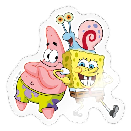 Spreadshirt SpongeBob Schwammkopf Mit Patrick & Gary Sticker, max. 10 x 10 cm, 10 x 10 cm, Transparent glänzend von Spreadshirt