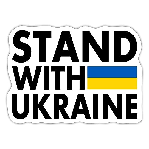 Spreadshirt Stand With Ukraine Flagge Peace Frieden Spruch Sticker, max. 10 x 10 cm, 10 x 10 cm, Mattweiß von Spreadshirt