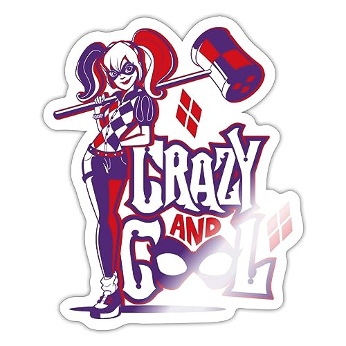 Spreadshirt Super Hero Girls Harley Quinn Hammer Sticker, max. 10 x 10 cm, 10 x 10 cm, Weiß glänzend von Spreadshirt