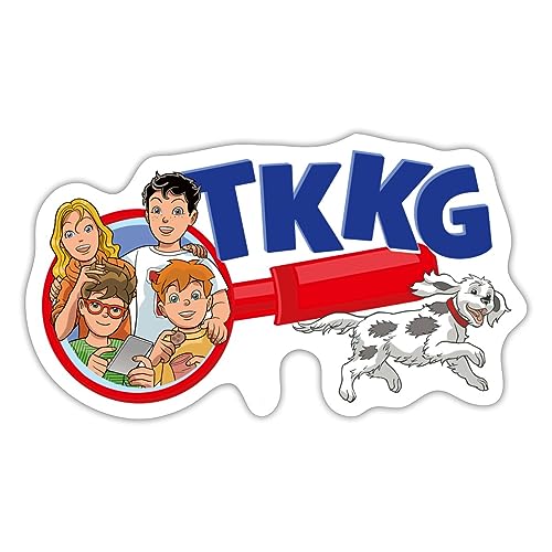 Spreadshirt TKKG Junior Logo Die Bande Mit Oskar Und Lupe Sticker, max. 10 x 10 cm, 10 x 10 cm, Mattweiß von Spreadshirt