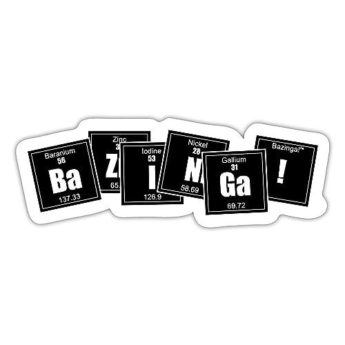 Spreadshirt The Big Bang Theory Bazinga Spruch Sheldon Element Sticker, max. 10 x 10 cm, 10 x 10 cm, Mattweiß von Spreadshirt