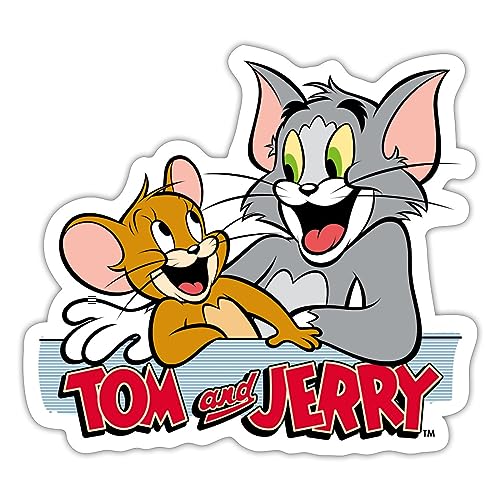 Spreadshirt Tom Und Jerry Fröhliche Freunde Sticker, max. 10 x 10 cm, 10 x 10 cm, Mattweiß von Spreadshirt