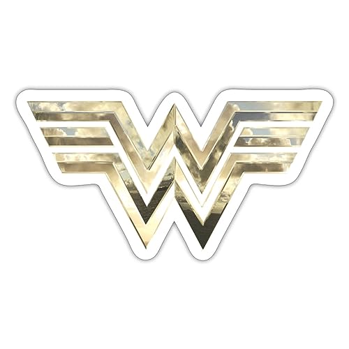 Spreadshirt Wonder Woman 1984 Logo Classic Gold Sticker, max. 10 x 10 cm, 10 x 10 cm, Mattweiß von Spreadshirt