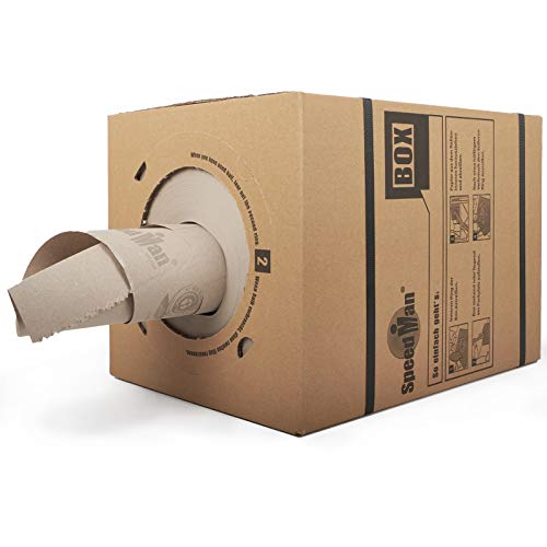 SpeedMan Box | 2 Stück, Endlos Packpapier 390 mm x 450 lfm 70 g/m2 Spenderbox | Umweltfreundliches Polstermaterial aus 100% Altpapier | Praktischer Stopfpapier Polsterpapier Spender von Sprick
