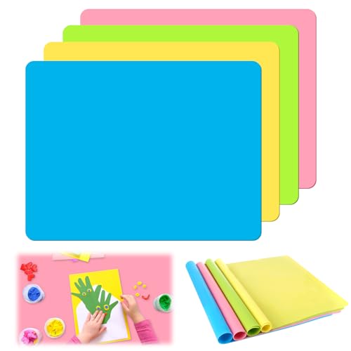 Sprifityy 4 Stück Malunterlage für Kinder 40x30cm, Rutschfestes Antihaft Waschbar Bastelunterlage Kinder, Silikonmatte für Kinder Malen, Epoxidharz Handwerk, Knete Zubehör und Arbeitsplatte Küche, DIY von Sprifityy