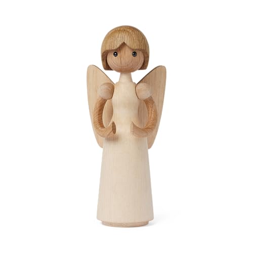 Spring Copenhagen Gloria - Friedliche Weihnachtsengel | Holzfigur | 14,8 x 7 x 6 cm | Weihnachtsdeko | Holz (FSC-Ahorn, Eiche, Buche)| Designer Kollektion | Design von Chresten Sommer von Spring Copenhagen