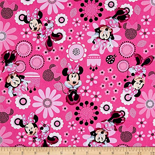 Springs Creative Products Disney Minnie Bowtique Baumwoll-Minnie-Allover-Steppstoff, Rosa, Quilt-Stoff, Meterware von Springs Creative