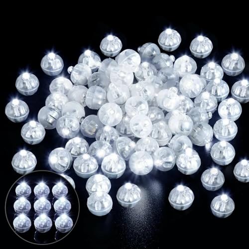 100 Stück LED Ballons Lichter, Mini LED Kaltes Weiß Lichter Luftballon, Led Luftballoon Party, Runde Ballon Licht, Leuchtende Luftballon für Geburtstag Hochzeit Weihnachten Neujahr Karneval Dekor von Sprinlot