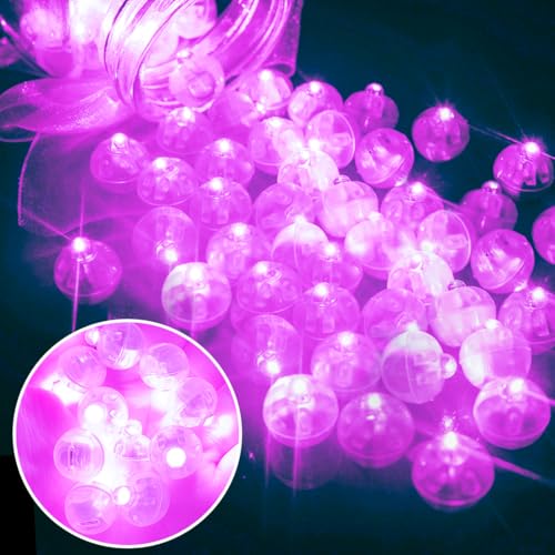 100 Stück LED Ballons Lichter, Mini LED Rosa Lila Lichter Luftballon, Led Luftballoon Party Licht, Runde Ballon Licht, Leuchtende Luftballon für Geburtstag Hochzeit Weihnachten Neujahr Karneval Dekor von Sprinlot