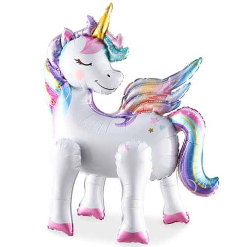 Einhorn Folienballon, 3D Folienballon Einhorn Stehend, Einhorn Luftballons mit Beinen, XXL Einhorn Helium Ballon, Einhorn Deko Kindergeburtstag, Unicorn Deko für Mädchen Kinder Geburtstag Party von Sprinlot