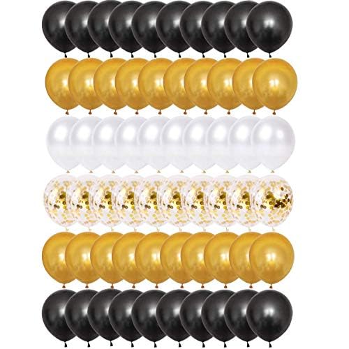 60 Stück Luftballons Schwarz Gold Weiß Ballons, Konfetti Luftballons, Latex Helium Luftballons für Junggesellinnenabschied Hochzeit Birthday Graduierung Party Dekoration von Sprinlot