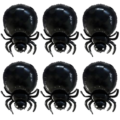 Halloween Spinne Folienballon, 6 Stück Groß Spinne Gruselig Luftballon, Spinne Riesen Mylar-Ballons, XXL Halloween Party Helium Ballon Dekorationen Zubehör Geschenk von Sprinlot