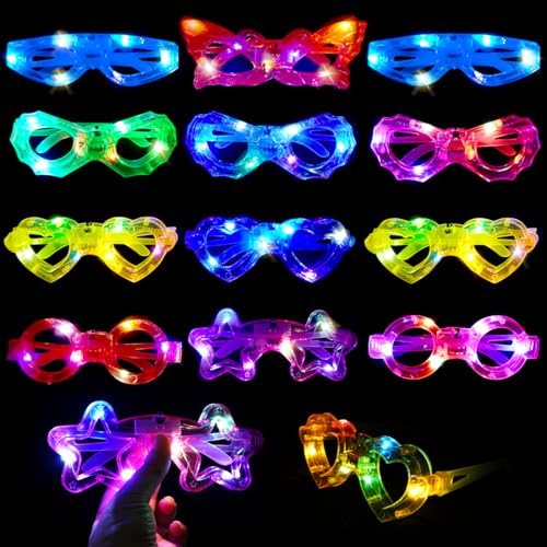 Sprinlot 12 Stück Leuchtende Brille, Neon Partybrille, Led Brillen für Party, Geschenk Geburtstags Party für Kinder Erwachsene von Sprinlot