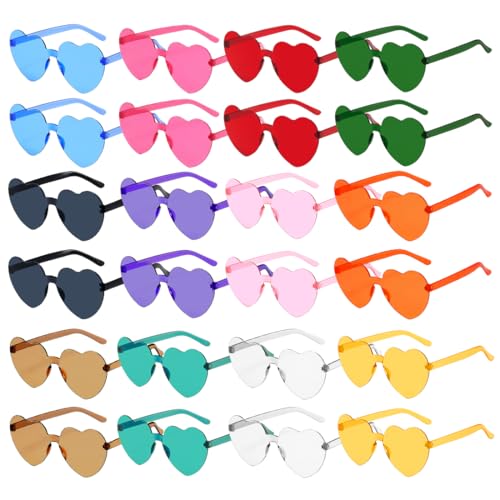 Sprinlot Herz Sonnenbrille Bunt, 24 Paar Herz Party Brillen, Heart Shaped Brille, Brille Herzform, Lustige Brille für Fasching Foto Requisiten Geburtstags von Sprinlot