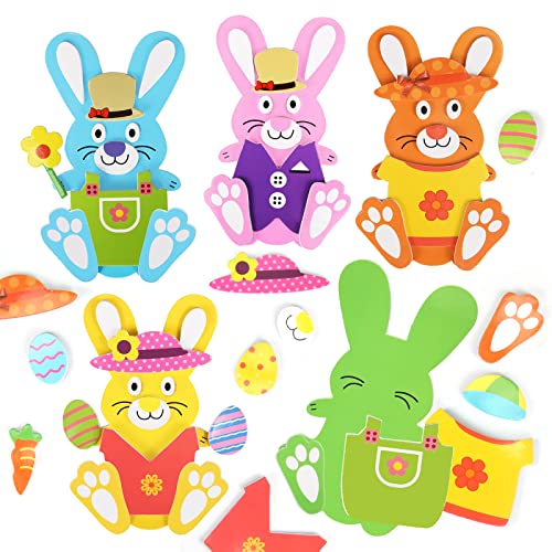 Osterhase Basteln Kinder,10 Stück DIY Osterdeko Bastelset,Ostern Aufkleber Sticker Schaumstoff,Ostern Bastelmaterial Set von Sprinlot