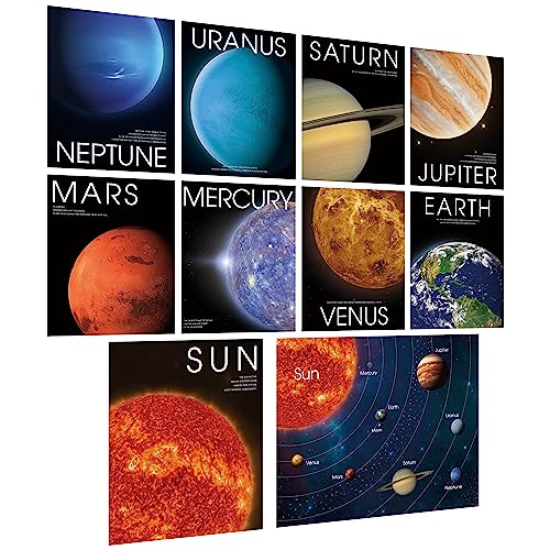 10 STK. Weltraum-Poster des Sonnensystems, löschbare Frühbildungsposter mit PET-Folie, dicke Karton-Weltraum- und Planetenposter zur pädagogischen Wandgestaltung für Büro, Klassenzimmer, Schule von SpriteGru