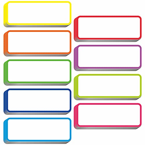 54 magnetische und trocken abwischbare, wiederverwendbare Namensetiketten, Namensschilder, Regenbogen Neon-Sticker in 9 Farben für Whiteboards, Spind, Kühlschrank, Schule, Büro oder Zuhause von SpriteGru