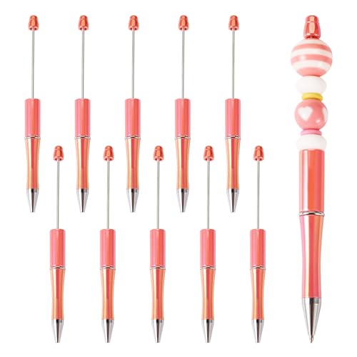 Spritewelry 10-teiliges Kunststoff-Kugelschreiber-Set, Kugelschreiber, Schaft, Farbverlauf, Tintenroller für DIY, personalisierter Stift, Büro, Schulbedarf, Hellkoralle von Spritewelry