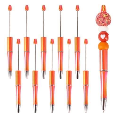 Spritewelry 10-teiliges Kunststoff-Kugelschreiber-Set, Kugelschreiber, Schaft, Farbverlauf, Tintenroller für DIY, personalisierter Stift, Büro, Schulbedarf, Lachs von Spritewelry