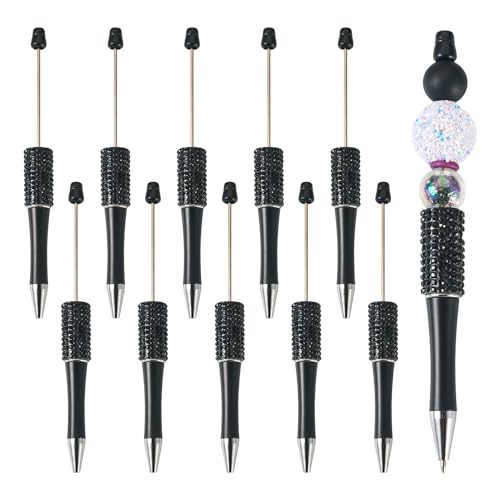 Spritewelry 10 x Diamant-Kugelschreiber mit Strasssteinen, Kristall-Tintenroller für DIY, personalisierter Stift, Büro, Schulbedarf, Schwarz von Spritewelry