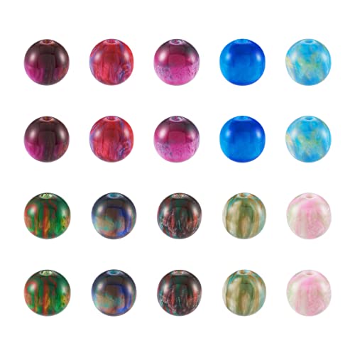 Spritewelry 100 Stück Imitation Edelstein Harz Perlen Galaxy Planet Runde lose Abstandshalter Perlen für DIY Handwerk Armband Halskette Schmuckherstellung von Spritewelry