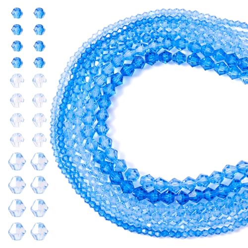 Spritewelry 12 Stränge, facettierte Doppelkegel-Kristallperlen, blauer Farbverlauf, zum Backen, bemalte Glasperlen, Abstandshalter für Armbänder, Halsketten, Schmuckherstellung von Spritewelry