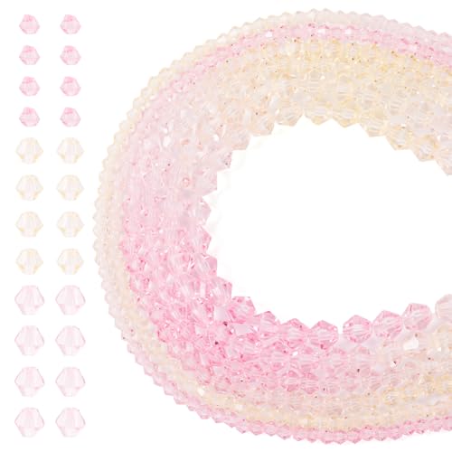 Spritewelry 12 Stränge, facettierte Doppelkegel-Kristallperlen, rosa Farbverlauf, Glasperlen, loser Abstandshalter für DIY-Armbänder, Halsketten, Schmuckherstellung von Spritewelry