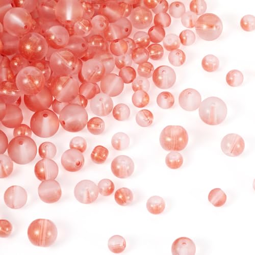 Spritewelry 300pcs Glasperlen Runde Glasperlen Milchglasperlen Kristallperlen 8mm Runde Spacer Perlen 6/10mm Runde Perlen mit Glitzer für Armbänder Halskette DIY Making Crafts (Orange) von Spritewelry