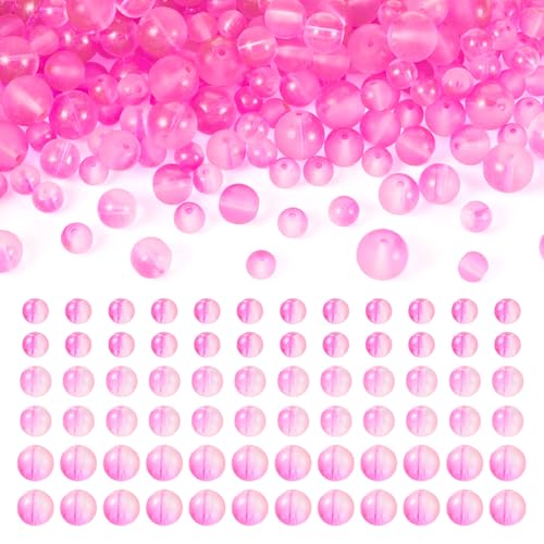 Spritewelry 300pcs Glasperlen Runde Glasperlen Milchglasperlen Kristallperlen 8mm Runde Spacer Perlen 6/10mm Runde Perlen mit Glitzer für Armbänder Halskette DIY Making Crafts (Rosa) von Spritewelry