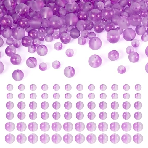 Spritewelry 300pcs Glasperlen Runde Glasperlen Milchglasperlen Kristallperlen 8mm Runde Spacer Perlen 6/10mm Runde Perlen mit Glitzer für Armbänder Halskette DIY Making Crafts (Violett) von Spritewelry