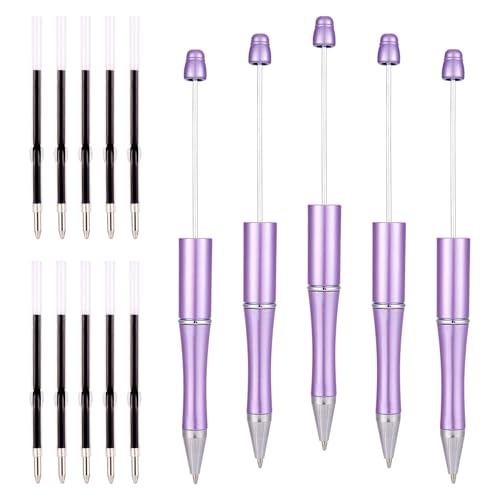 Spritewelry 5-teiliges Kunststoff-Kugelschreiber-Set, Kugelschreiberschaft, schwarze Tinte, Tintenroller mit 10 zusätzlichen Ersatzminen für Heimwerker, personalisierter Stift, Büro, Schulbedarf, von Spritewelry