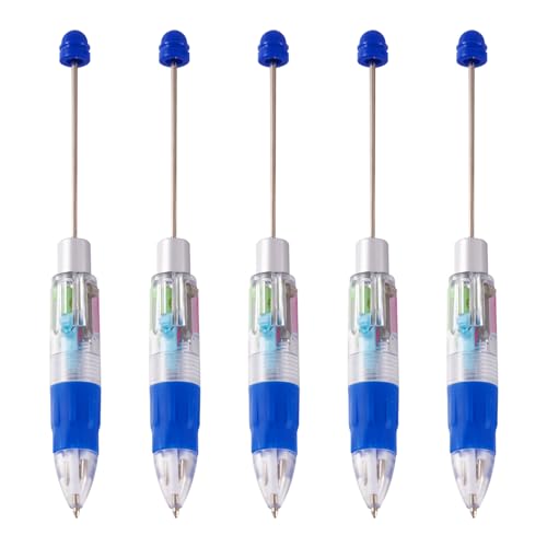 Spritewelry 5 x Kugelschreiber, Perlenstifte, Großpackung, DIY-Stift, Kunststoff-Kugelschreiber für DIY, personalisierter Stift mit Schmuckperlen, Dekorationen, Büro, Schule (blau) von Spritewelry