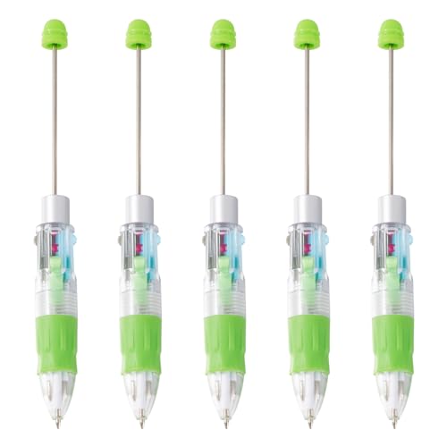 Spritewelry 5 x Kugelschreiber, Perlenstifte, Großpackung, DIY-Stift, Kunststoff-Kugelschreiber für DIY, personalisierter Stift mit Schmuckperlen, Dekorationen, Büro, Schule (grün) von Spritewelry