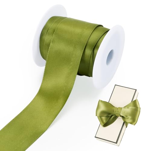 Spritewelry Doppelseitiges Satinband mit Draht, olivgrün, Polyester-Satinbänder für Blumensträuße, Girlanden, Geschenkverpackungen, Weihnachten, Zuhause, Party, Dekoration, 38 mm von Spritewelry