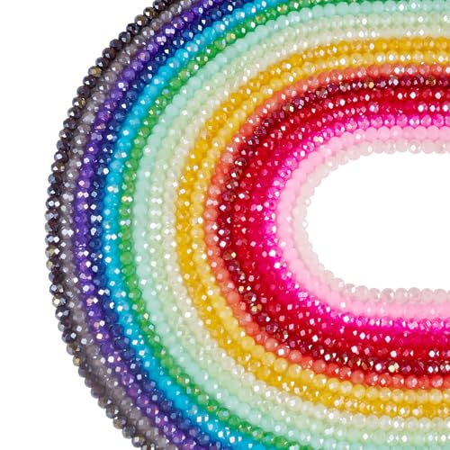 Spritewelry Facettierte Kristallglasperlen zur Schmuckherstellung, 4 mm, Regenbogen-Doppelkegel-Glasperlen, schillernde Rondelle-Perlen, Kristall-Abstandshalter für Armband, Halskette, 18 Farben, 18 von Spritewelry