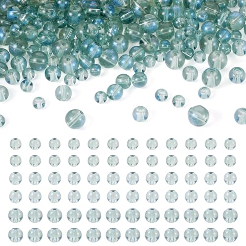 Spritewelry Glasperlen, transparent, rund, lose Abstandshalter, Perlen zum Basteln, Armbänder, Halsketten, Schmuckherstellung, 6–10 mm, 300 Stück von Spritewelry