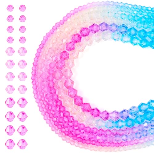 Spritewelry Glasperlen mit Farbverlauf, facettiert, Doppelkegel, lose Abstandshalter für selbstgemachte Armbänder, Halsketten, Schmuckherstellung, 12 Stränge von Spritewelry