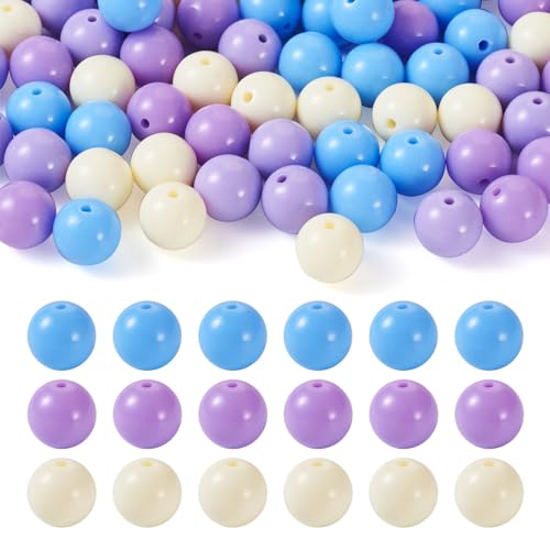 Spritewelry Runde Acrylperlen, 12 mm, klobige Kaugummi-Perlen, lose Abstandshalter für Stifte, Schlüsselanhänger, Armband, Halskette, Blau, Violett, 100 Stück von Spritewelry