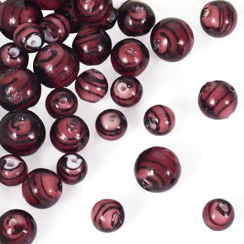 Spritewelry Runde Lampwork-Perlen, 8/10/12 mm, glatte Glasperlen, Abstandshalter, 32 Stück, rot, handgefertigt, runde Streifenmuster, Perlen für Schmuckherstellung Spritewelry Runde Lampwork-Perlen, 8/10/12 mm, glatte Glasperlen, Abstandshalter, 32 Stück, rot, handgefertigt, runde Streifenmuster, Perlen für Schmuckherstellung von Spritewelry