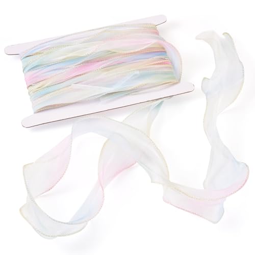 Spritewelry Schillerndes Organzaband, 55 mm breit, Regenbogen-Farbverlauf, Fischschwanz-Garn, Chiffon, durchscheinendes Band für Blumensträuße, Girlanden, Hochzeit, Geschenkverpackung, von Spritewelry